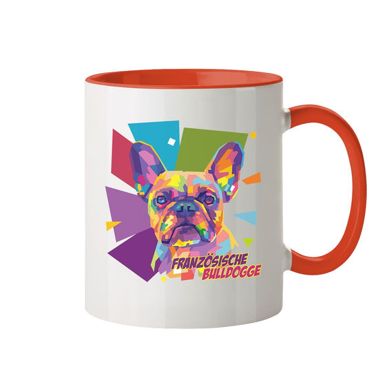 Pop-Art Style Französische Bulldogge - Tasse zweifarbig