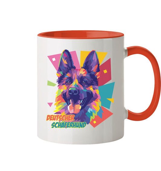 Pop-Art Style Deutscher Schäferhund - Tasse zweifarbig
